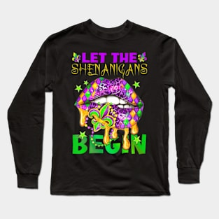 Let The Shenanigans Begin Mardi Gras Lips Kids Men Women Long Sleeve T-Shirt